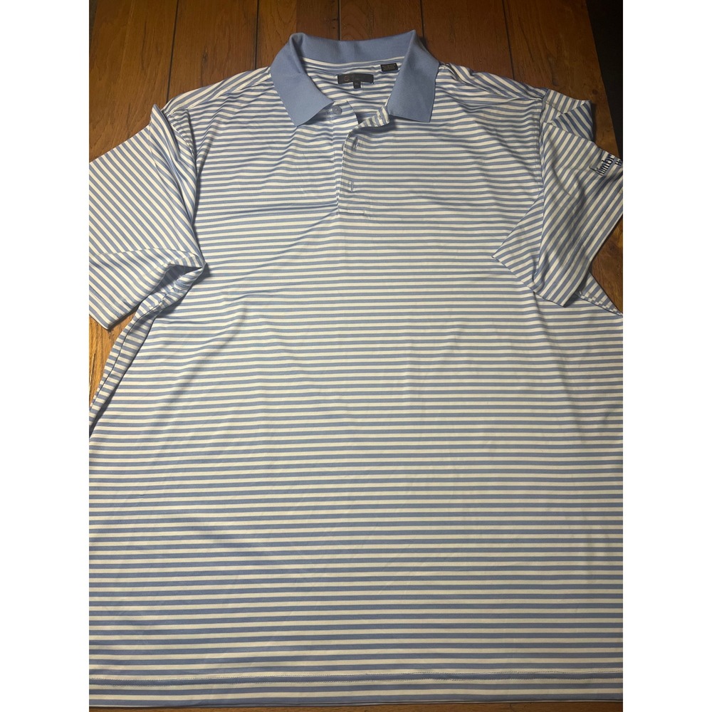 Monterey Club Mens 3XL Polo Shirt Blue White Striped Aimbridge Hospitality Logo